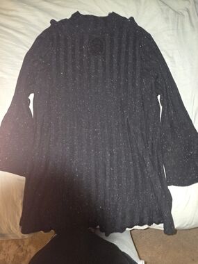 Style & Co. Black Sparkle Ribbed Turtleneck Sweater